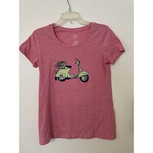 Women's St. John's Bay Vespa Scooter Crewneck Tee Top Size XS